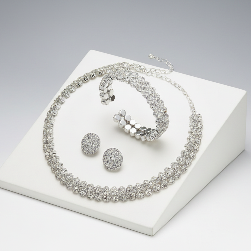 Round Rhinestone Jewelry Set