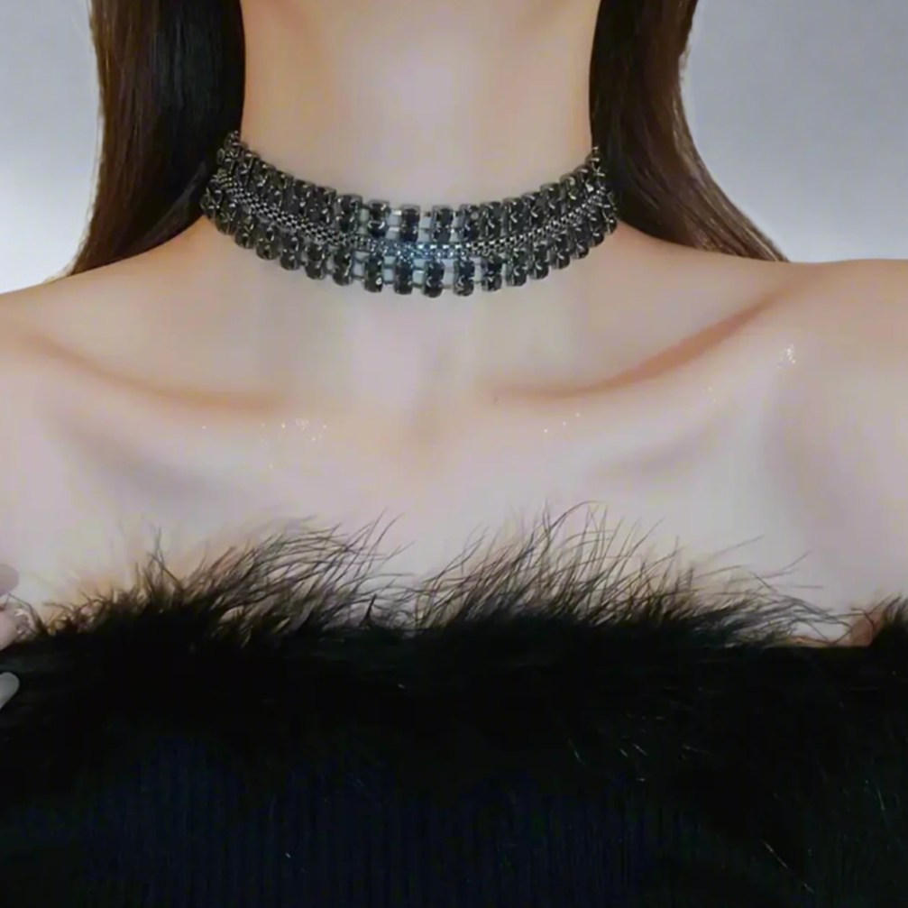 Black Rhinestone Choker Necklace
