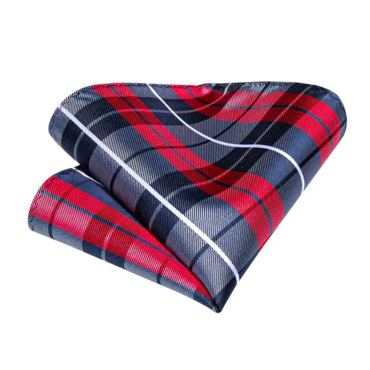 Red White Blue Plaid Necktie Set