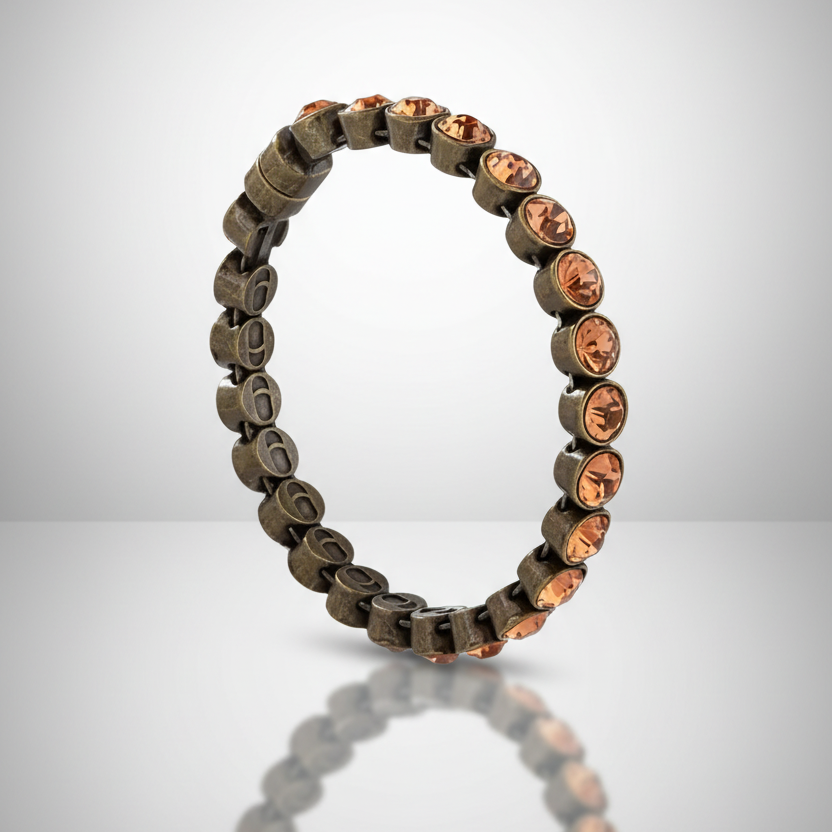 Sunset Orange Brass Magnetic Clasp Bracelet