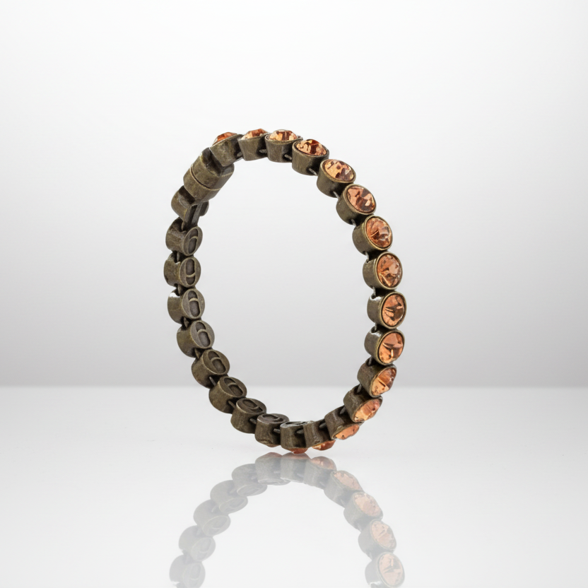 Sunset Orange Brass Magnetic Clasp Bracelet