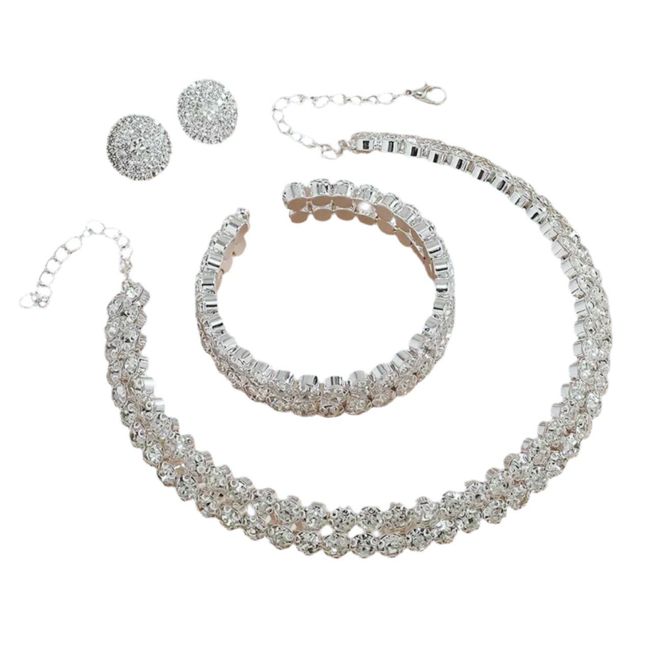 Round Rhinestone Jewelry Set
