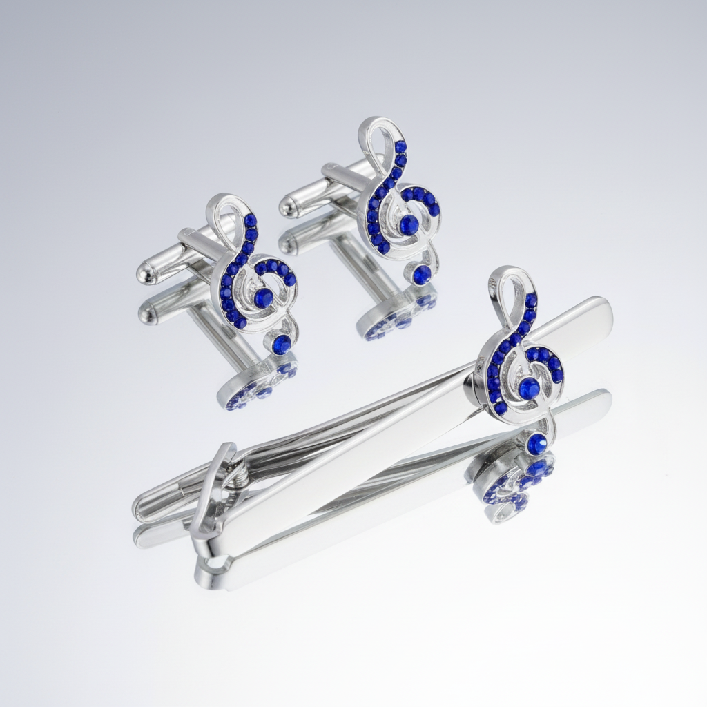 Music Note Cufflinks in Blue