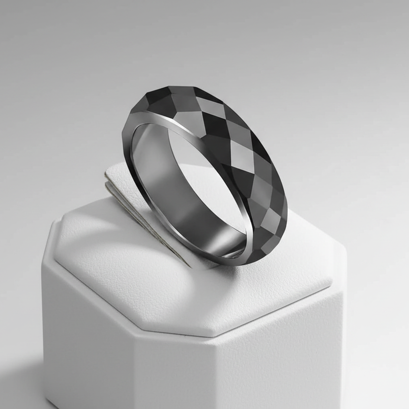 Bevel Cut Hematite Band