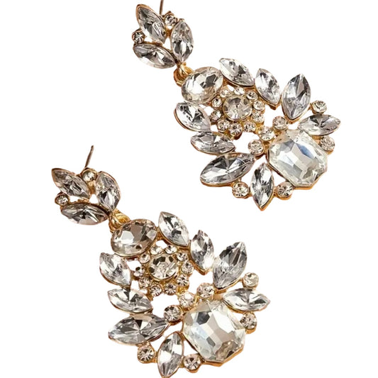 Clear Gold Rhinestone Earrings