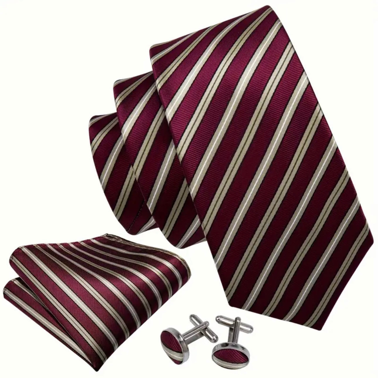 Red Wine Gold Necktie Set