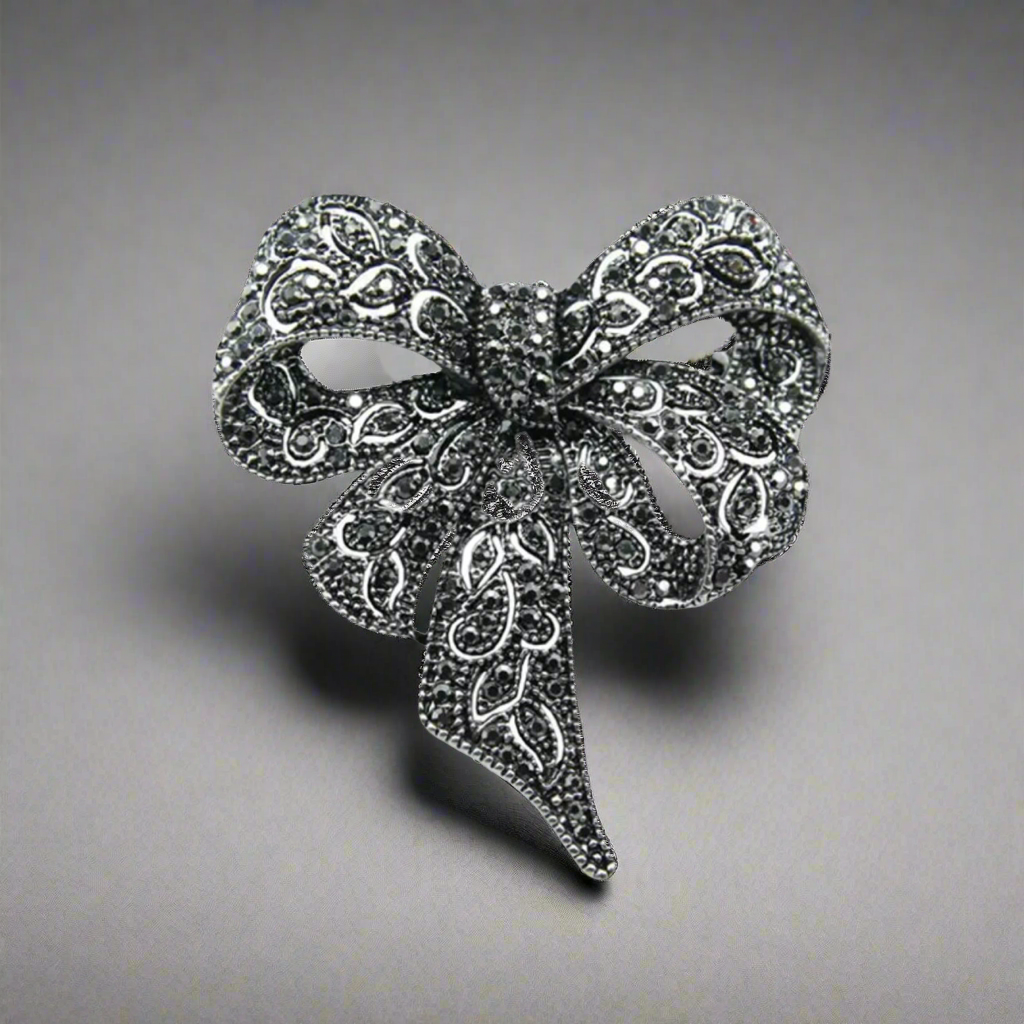 Black Bow Brooch Pin