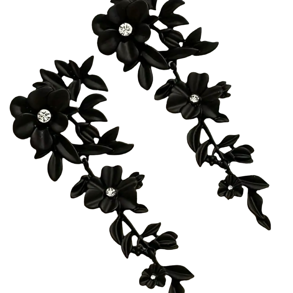 Floral Black Earrings