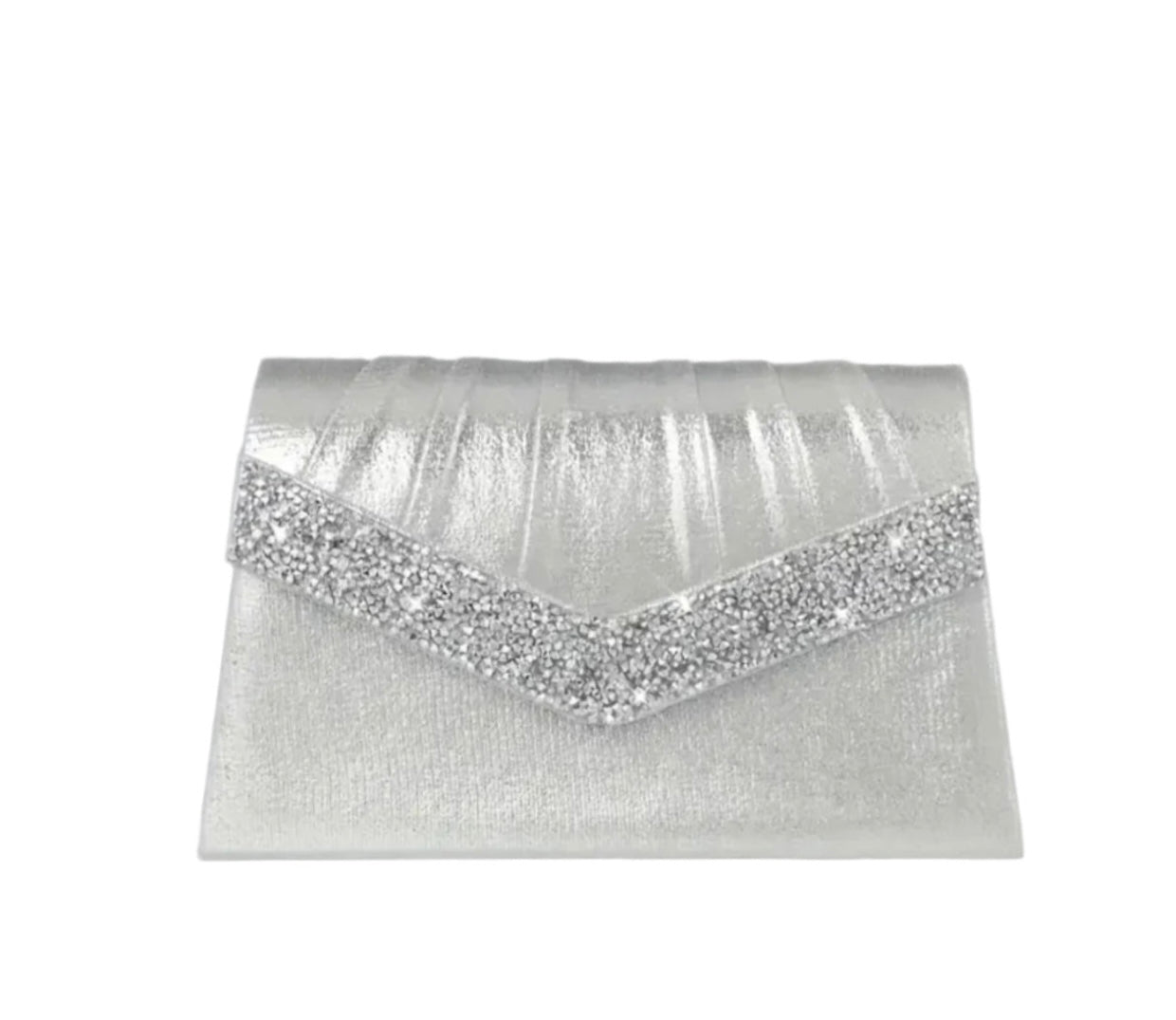 Rhinestone Edged Metallic Clutch