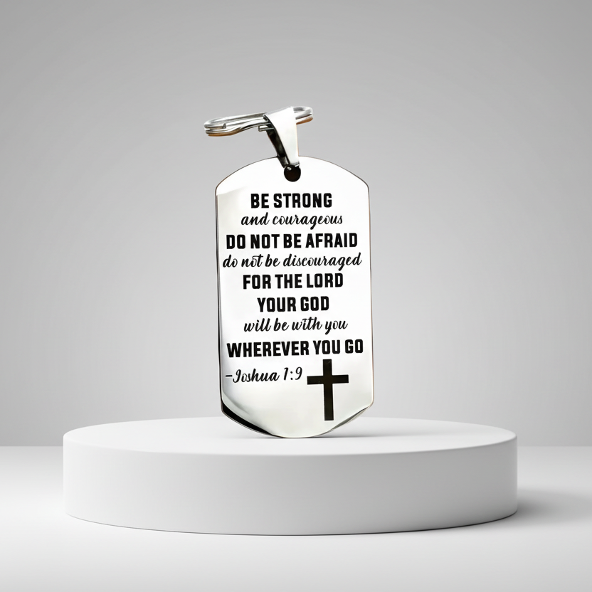 Joshua 1:9 Bible Verse Keychain