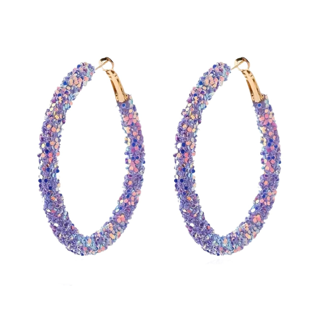 Purple Sequin Hoop Earrings