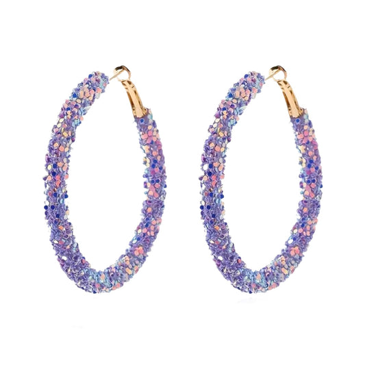 Purple Sequin Hoop Earrings