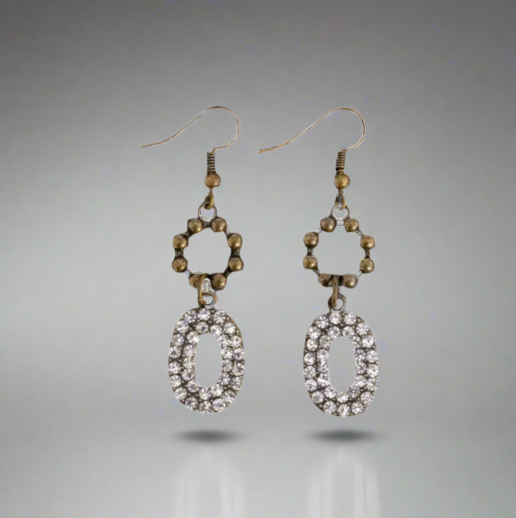 Bronze Rhinestone Dangle Earrings