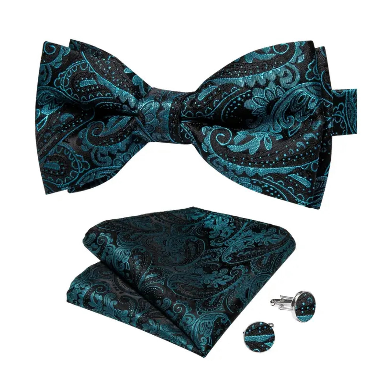 Peacock Blue Bowtie Set
