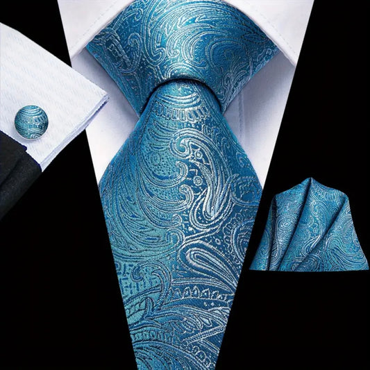 Blue Silver Grey Necktie Set