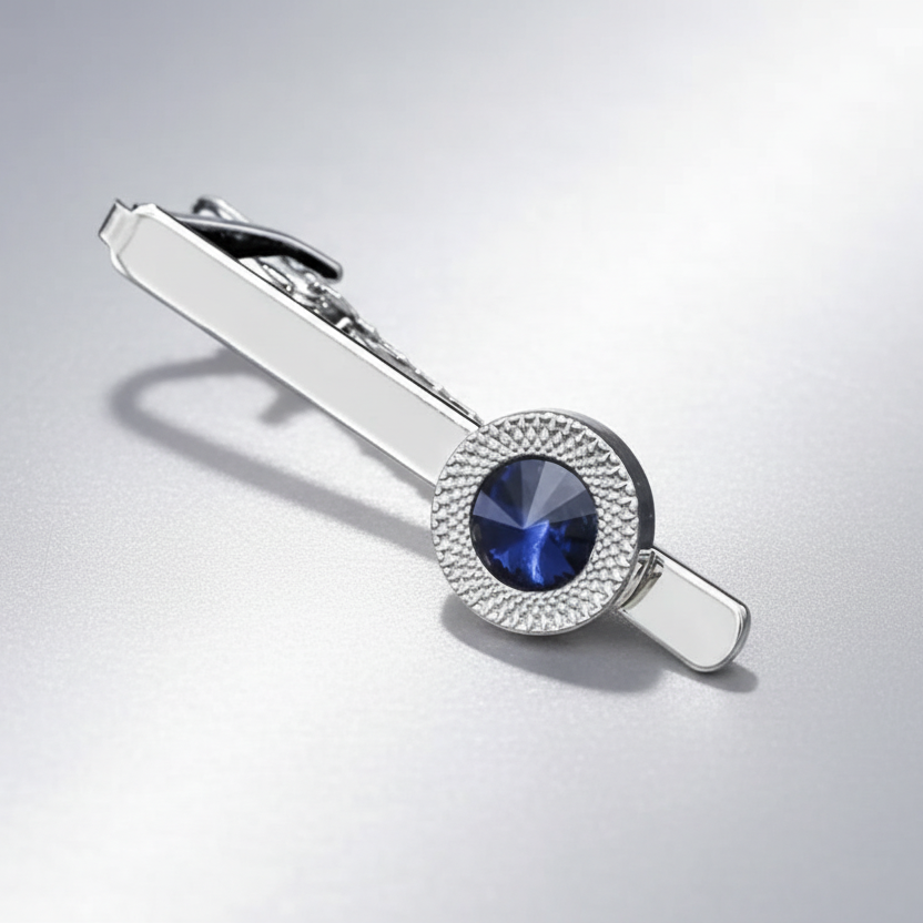 Blue Cufflinks Tie Clip Set