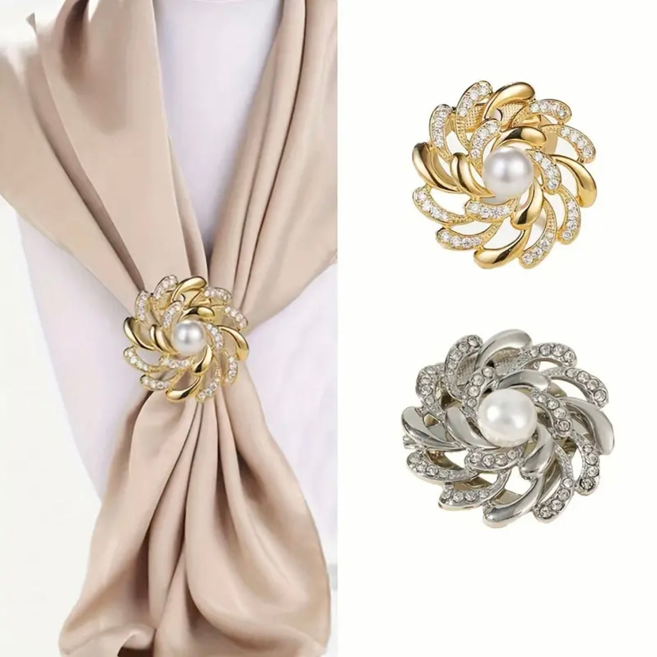 Pearl Silver Brooch/Scarf Clip