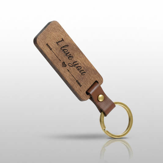I Love You Walnut Heart Keychain
