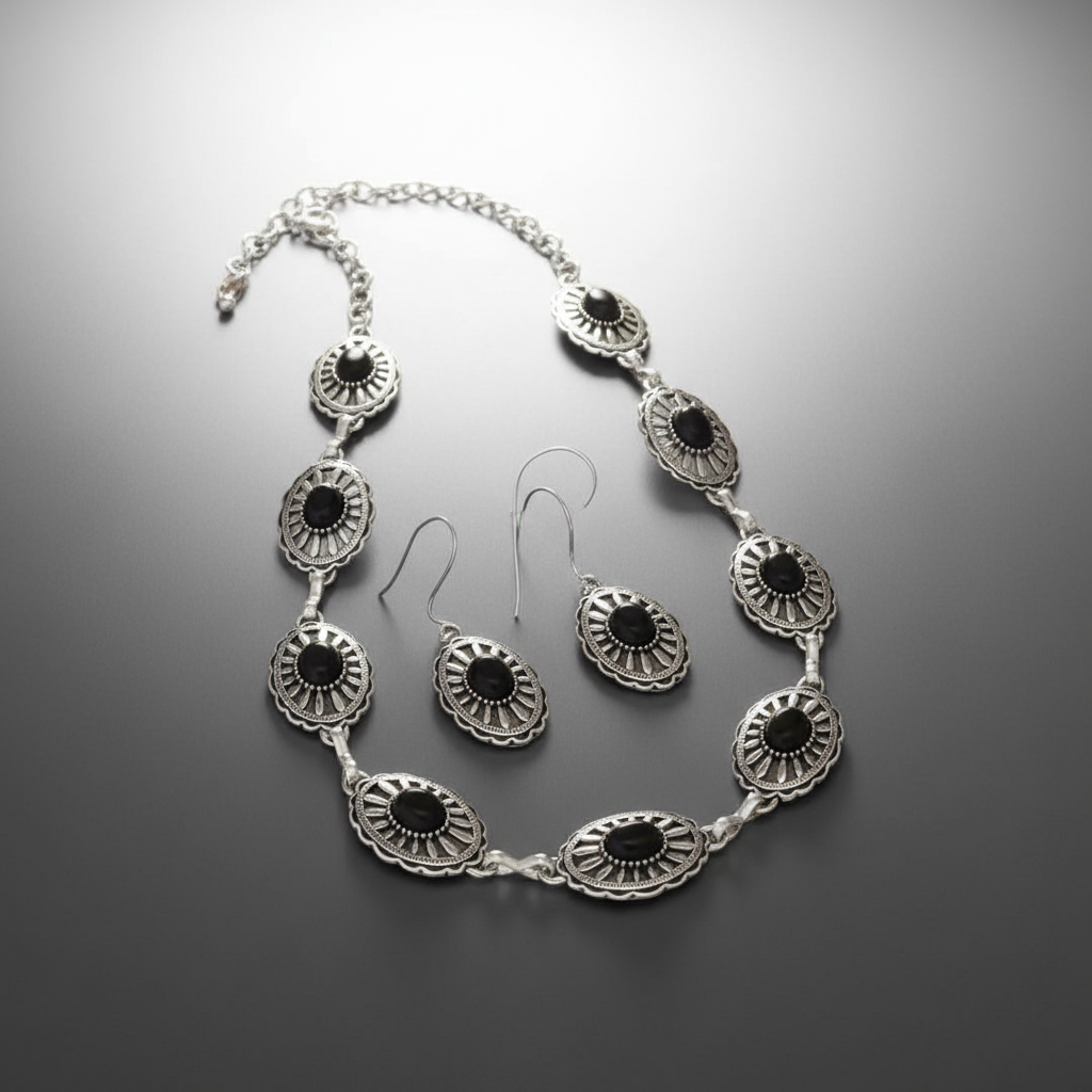 Black Turquoise Concho Set