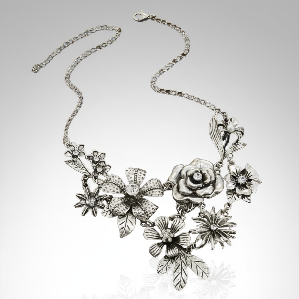 Floral Rhinestone Necklace