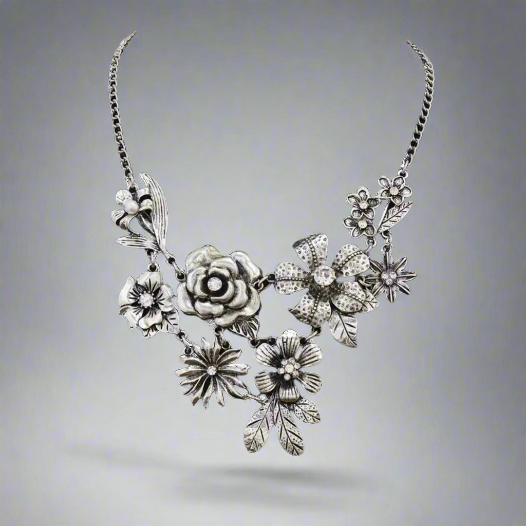 Floral Rhinestone Necklace