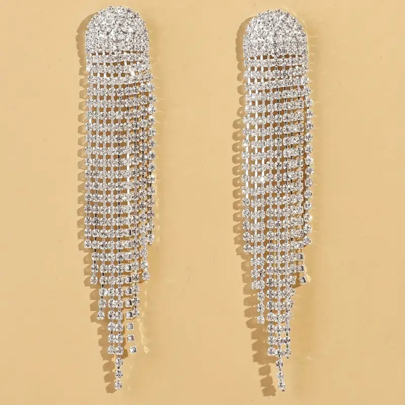 Rounded Tassel Silver Earrings