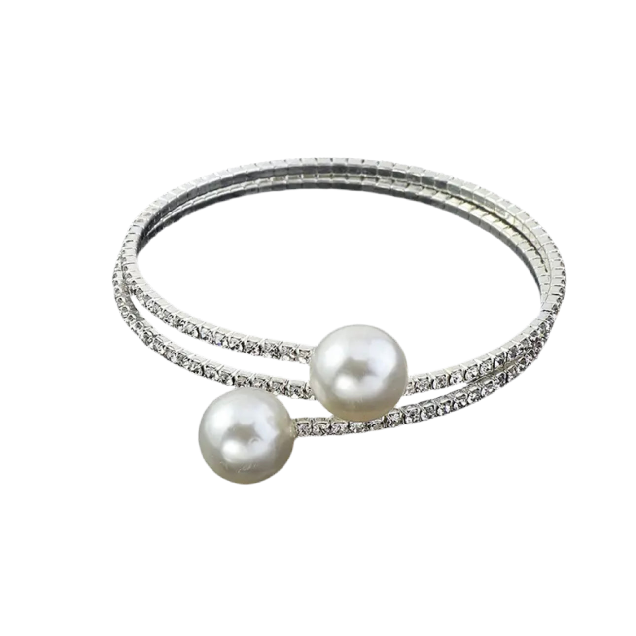 Pearls Rhinestones Flexible Bracelet