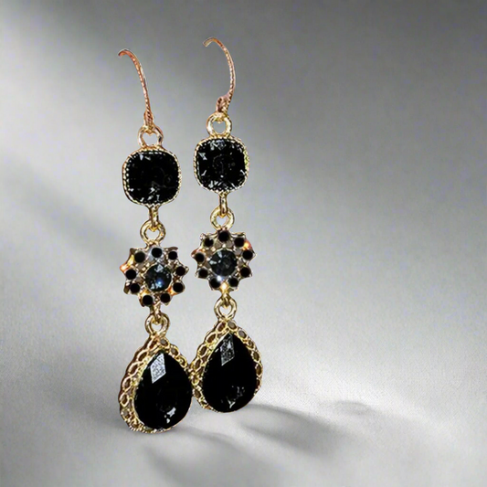 Elegant Black Glass Earrings