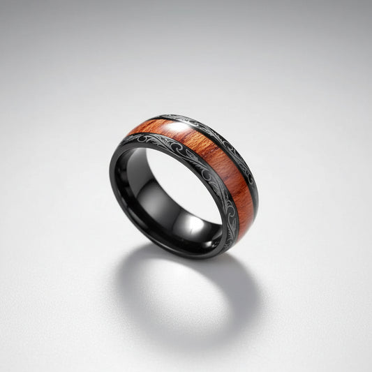 Wood Grain & Black Band