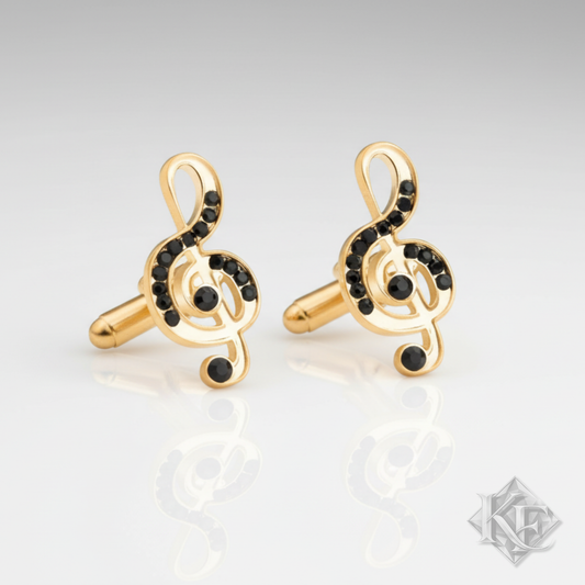 Music Note Gold Cufflinks