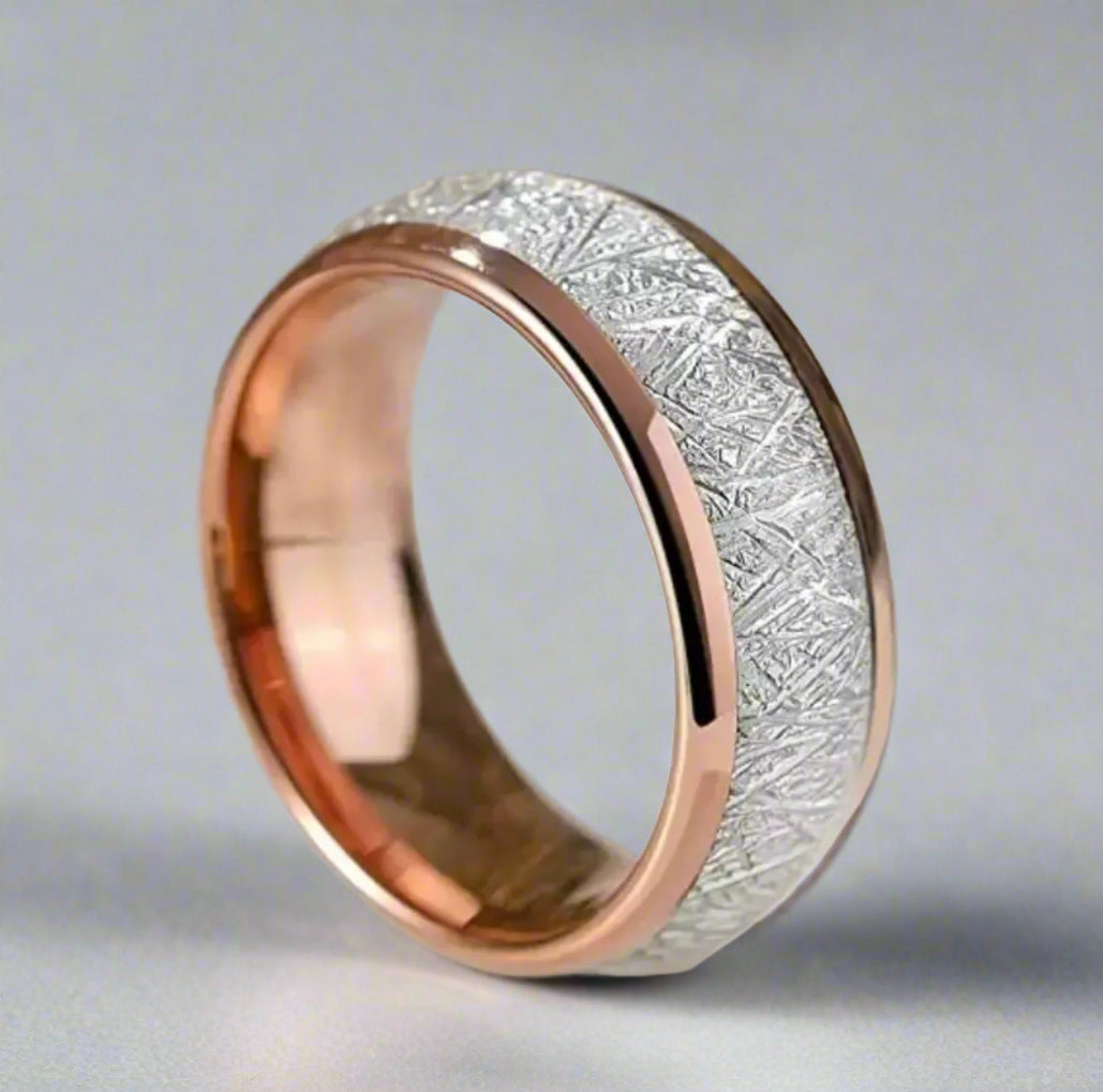 Rose Gold Iced Steel Ring