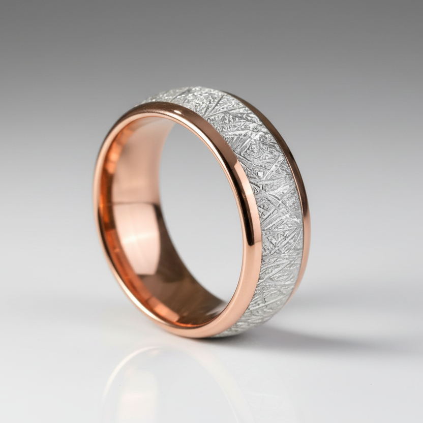 Rose Gold Iced Steel Ring