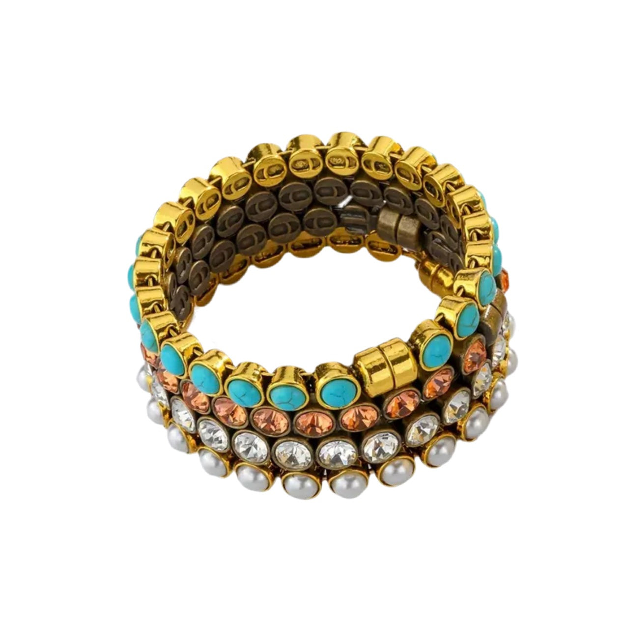 Inlaid Turquoise Gold Bracelet