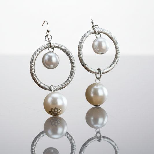 Double Dangling Pearl  Earrings