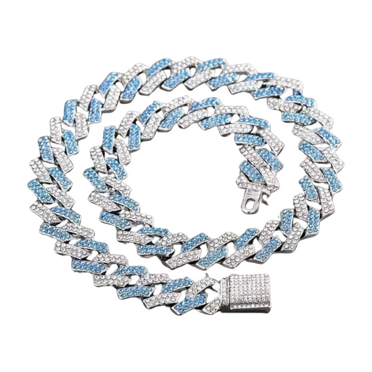 Blue Clear Cuban Chain Necklace