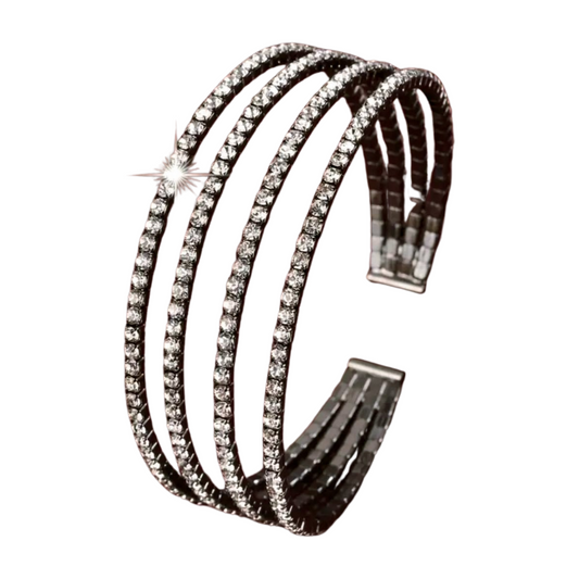 Clear Zircon Black Cuff Bracelet