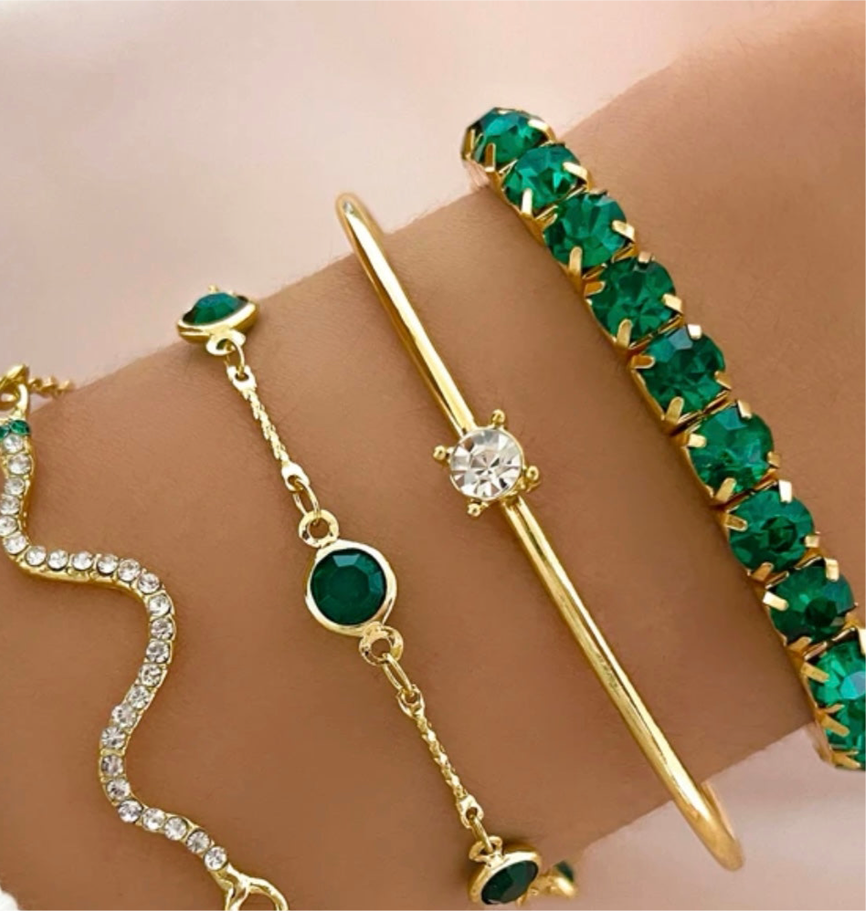 Green Gold Bracelet Set