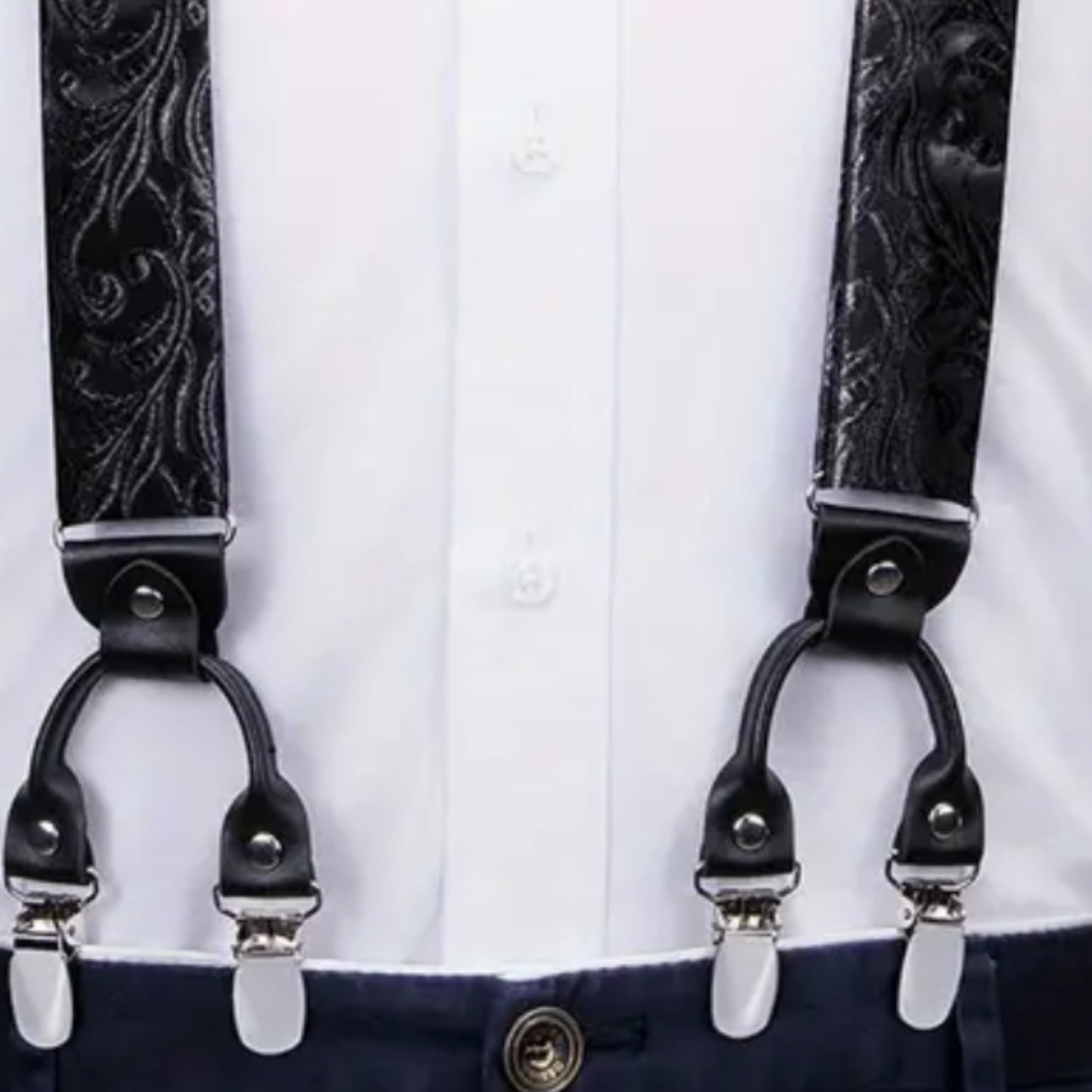Black Suspenders Bowtie Set