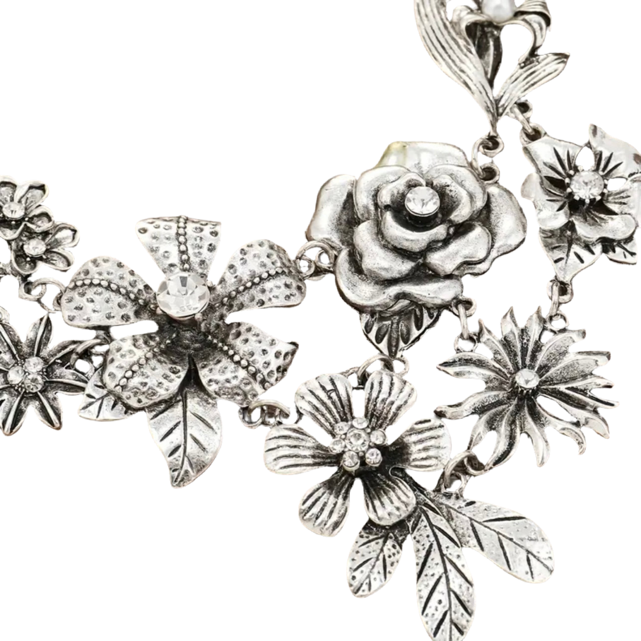 Floral Rhinestone Necklace