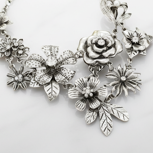 Floral Rhinestone Necklace