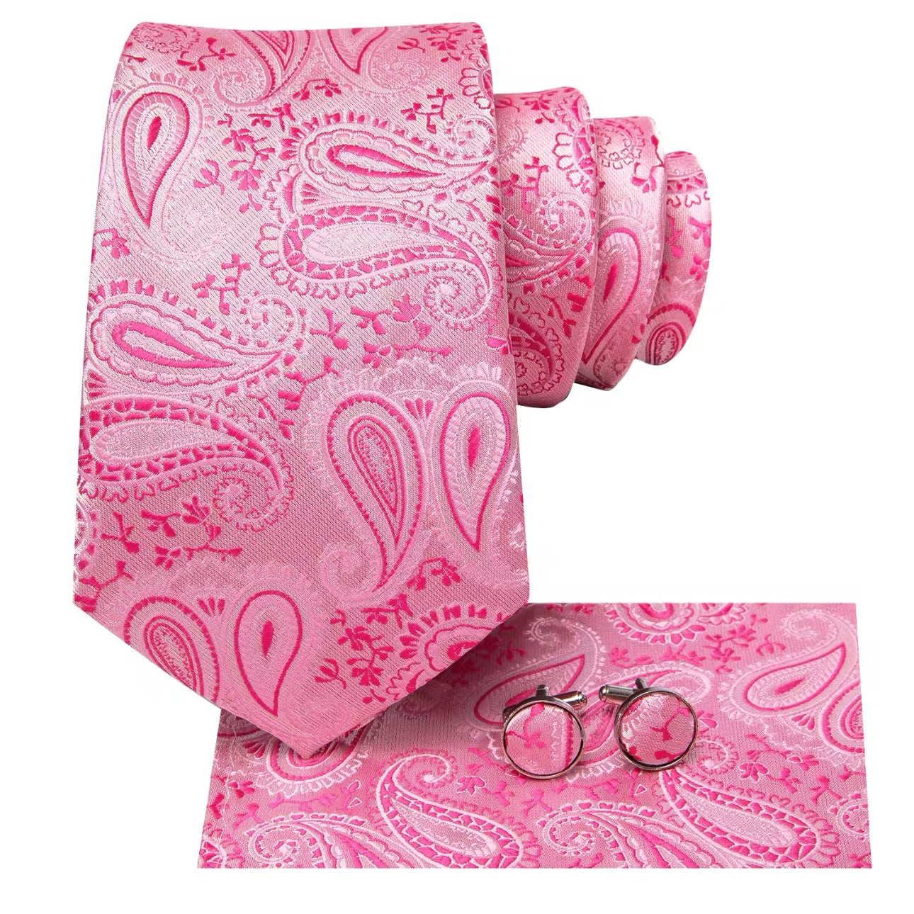 Pink Paisley Necktie Set