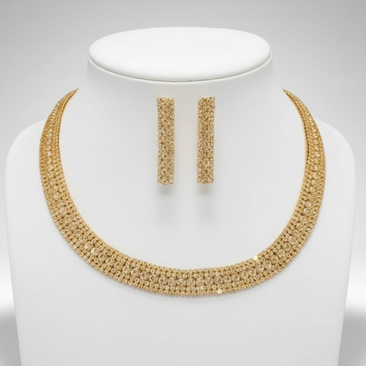 Gold Rhinestone Jewelry Set