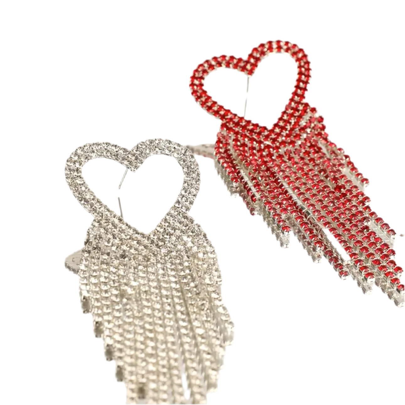 Red Heart Tassel Earrings
