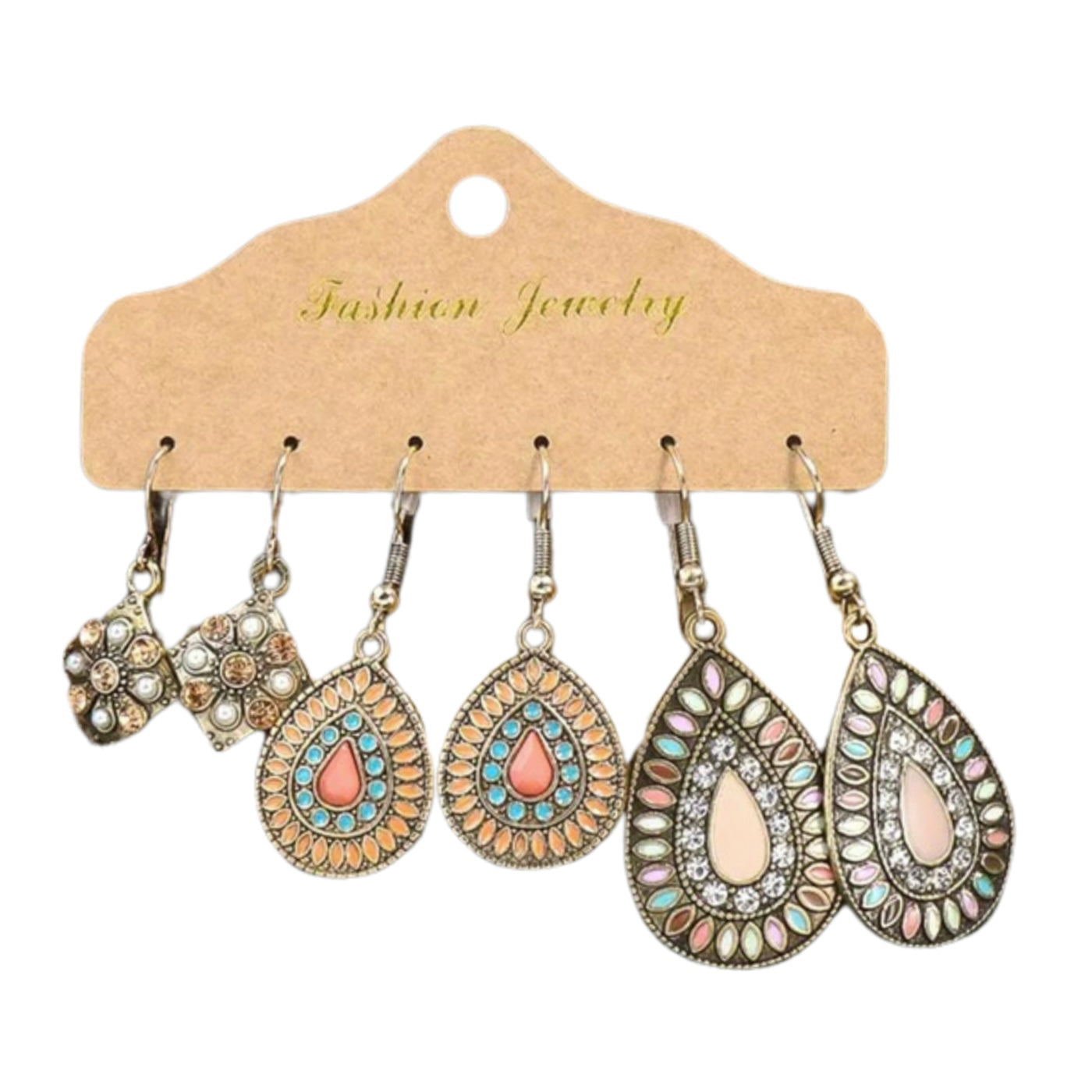 Peach Turquoise Earring Set