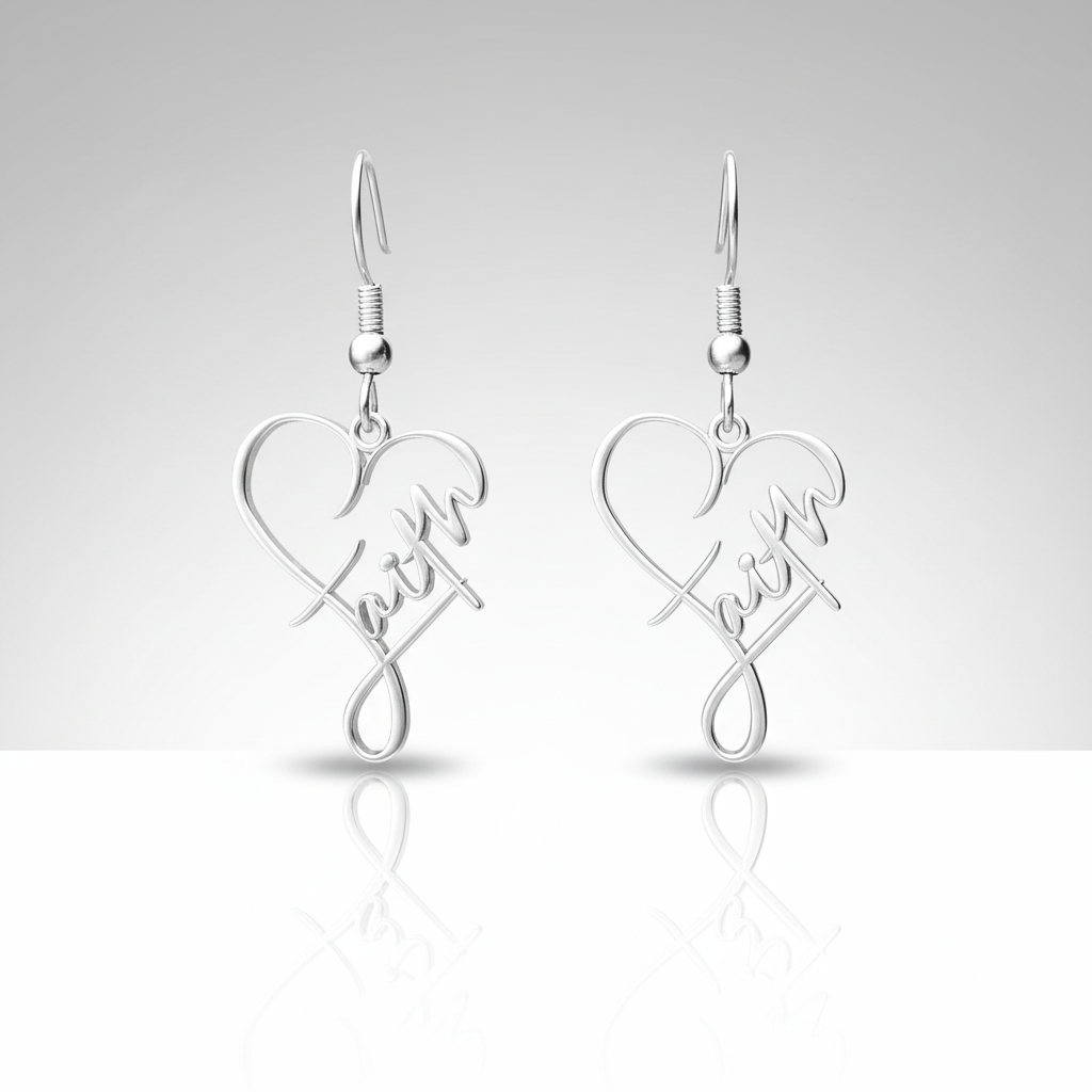 Faith Stainless Steel  Heart Earrings