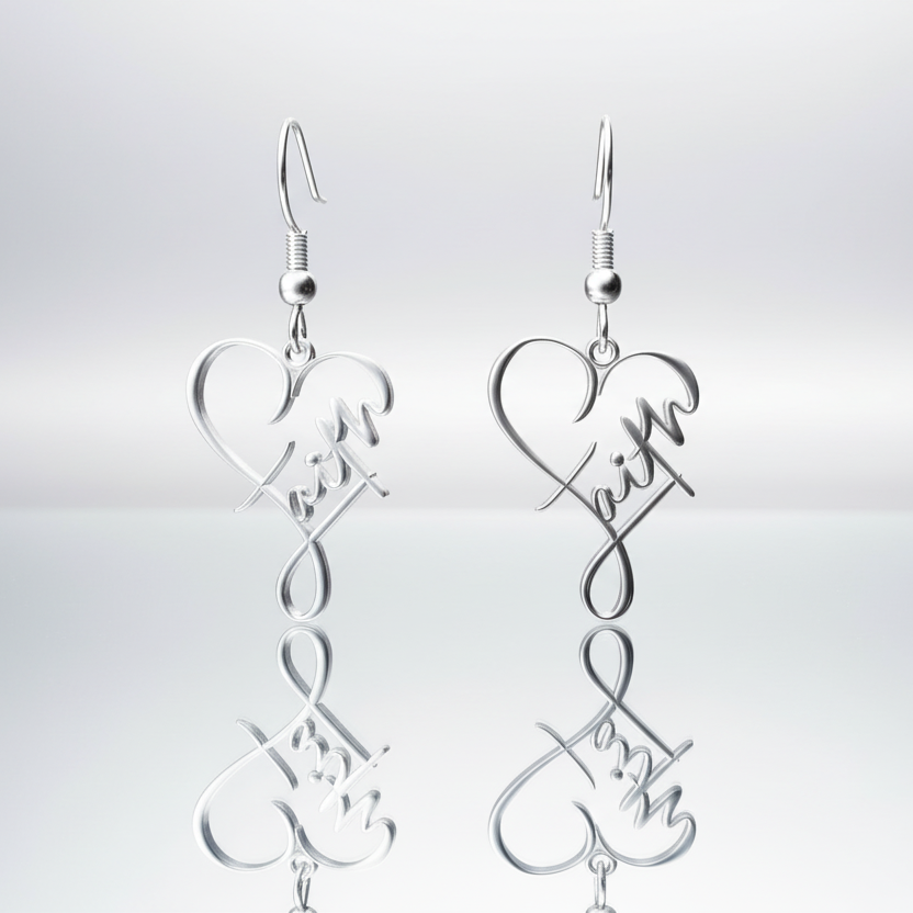 Faith Stainless Steel  Heart Earrings