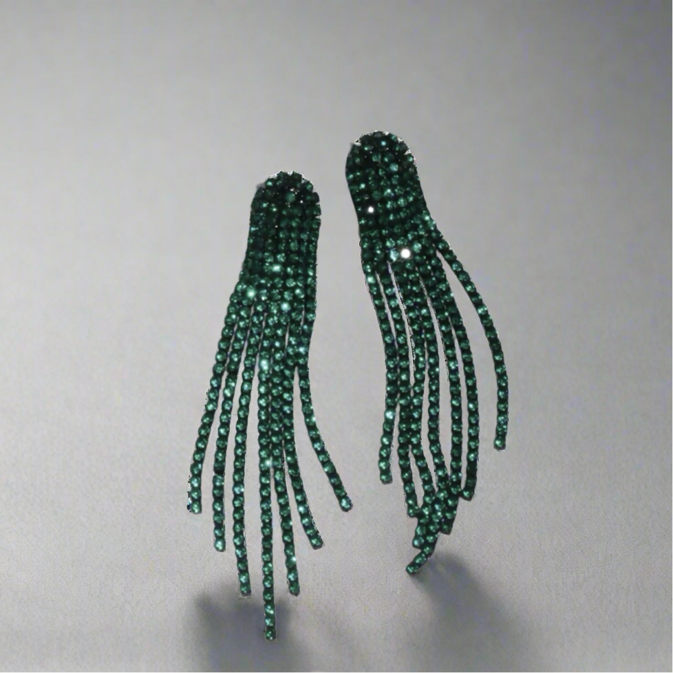 Rich Green Tassel Earrings