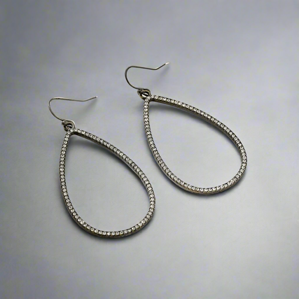 Bronze Rhinestone Water Drop Earrings