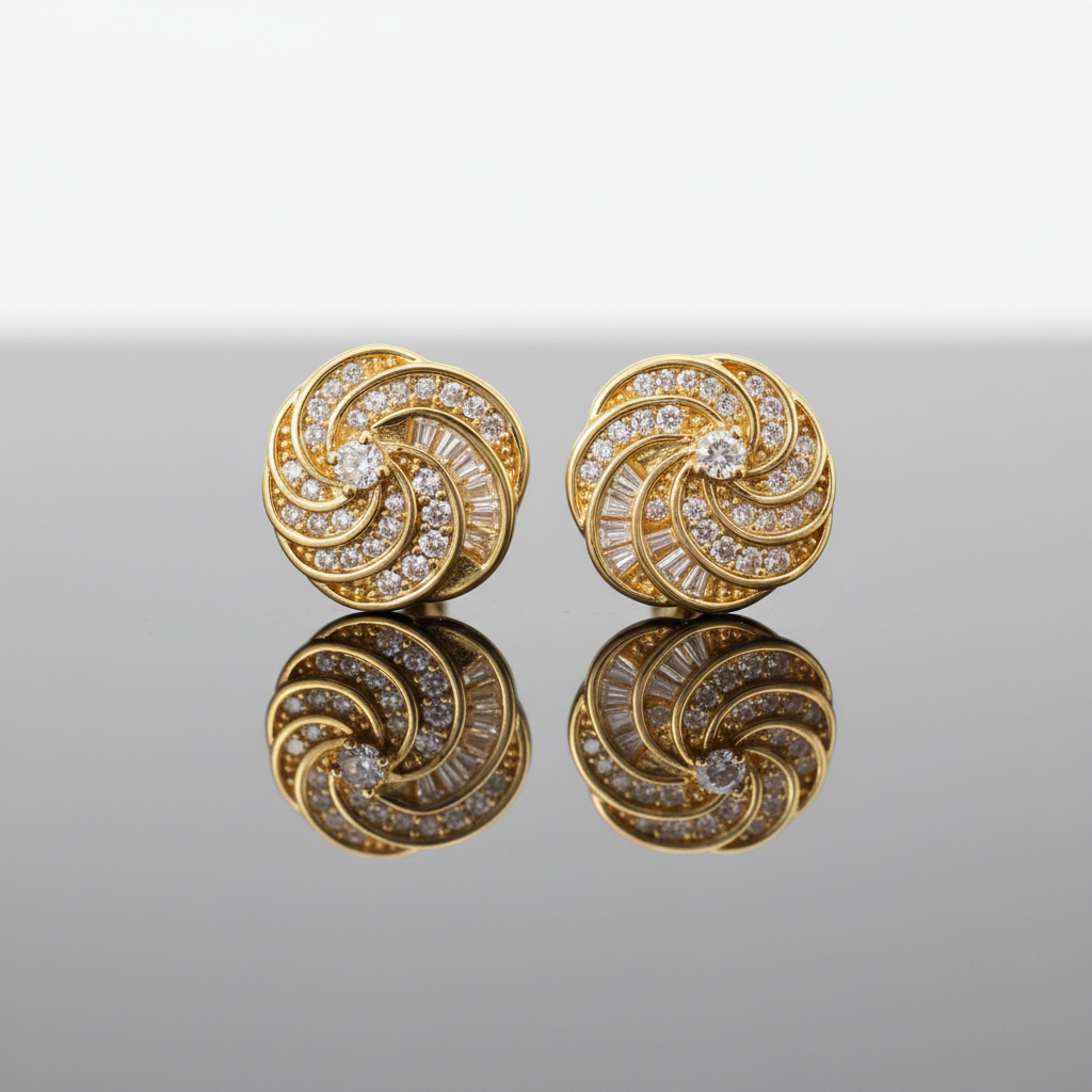 Swirl Clip Stud Earrings