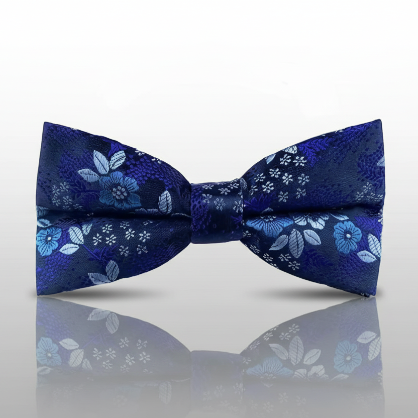 Blue Floral Bow Tie